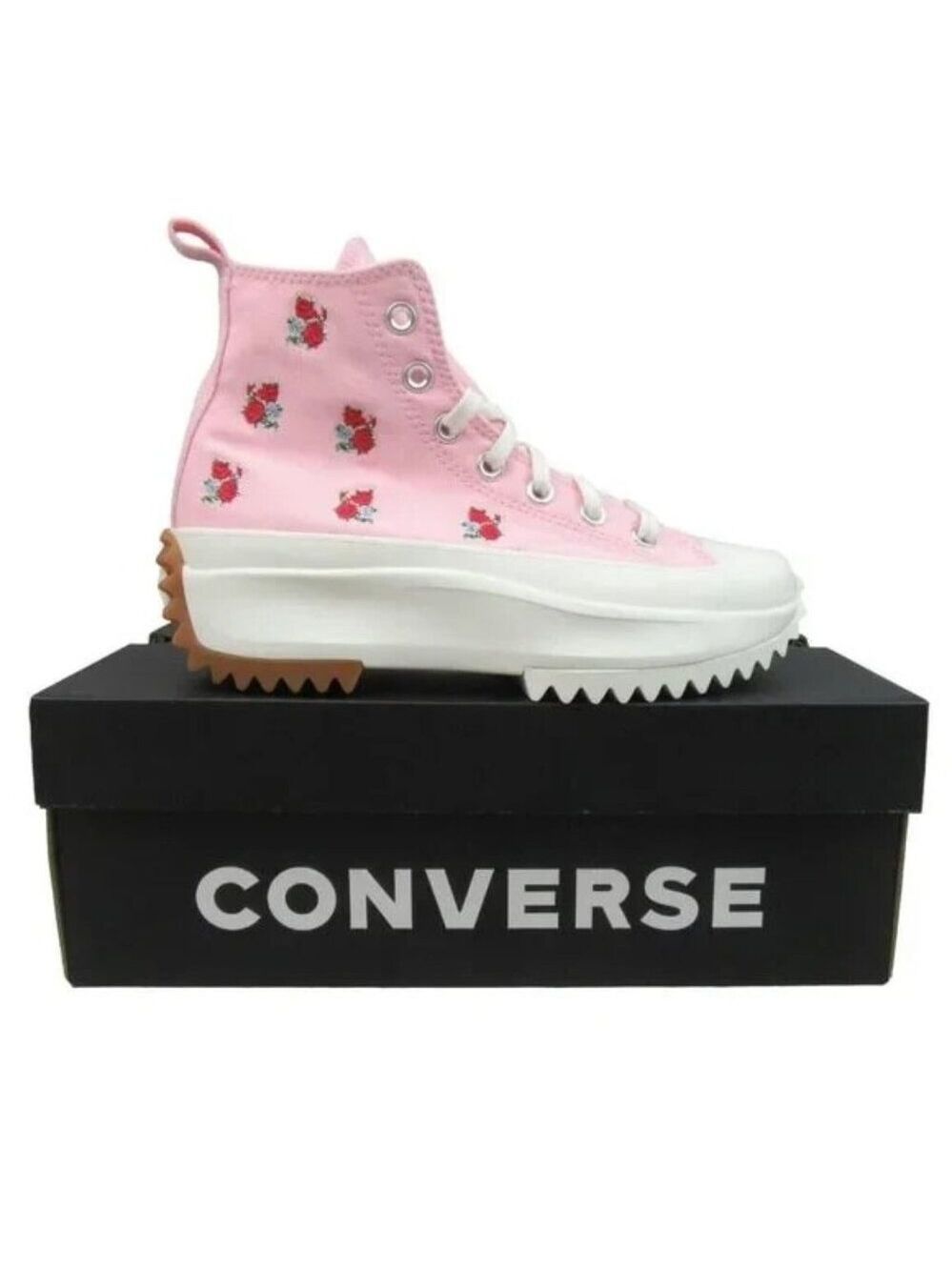 Converse Run Star Hike HI Platform Women's Size 9.5 Pink Red Roses NEW A05192C